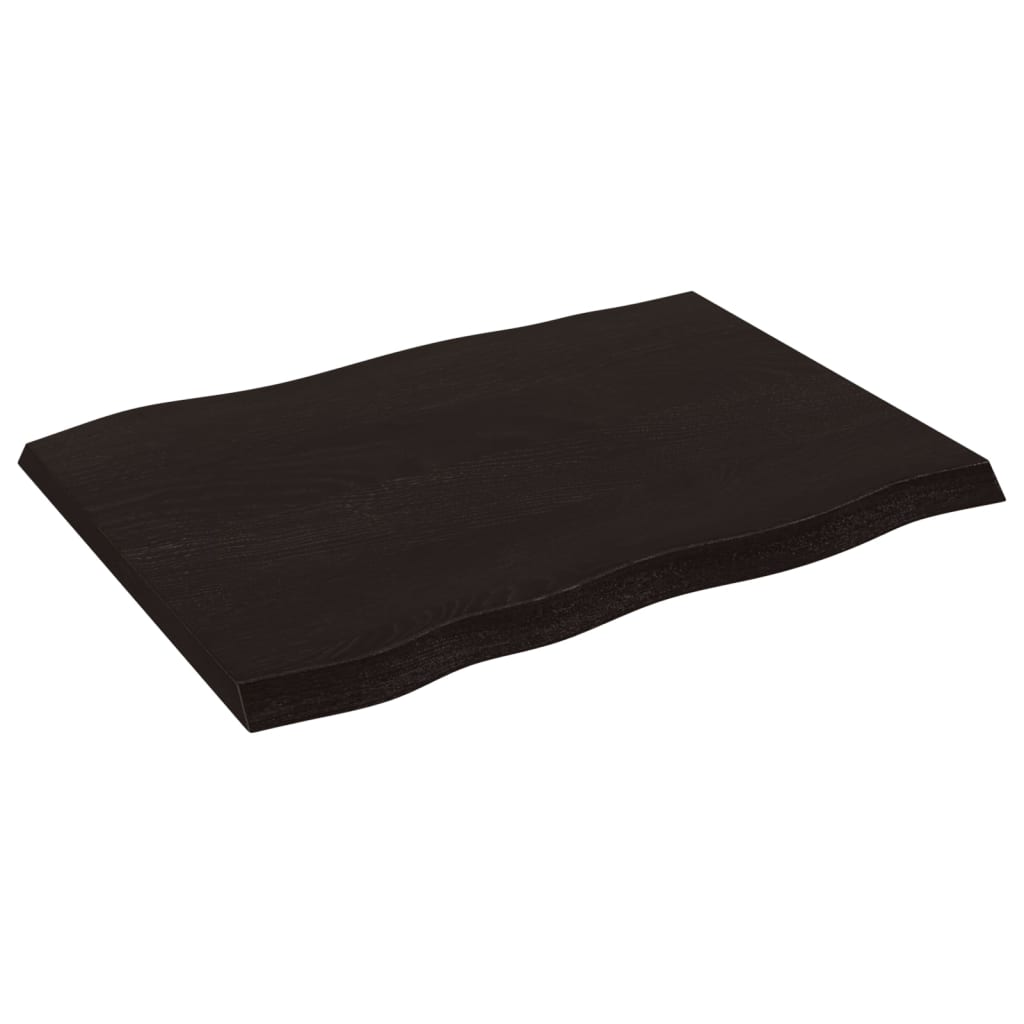 Solid Wood Live Edge Table Top, Dark Brown, 80x60 cm, Adjustable Thickness