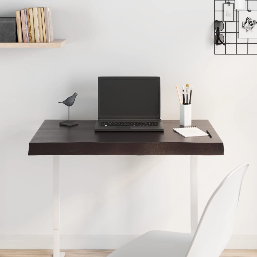 Live Edge Dark Brown Solid Wood Table Top 80x60x(2-6) cm