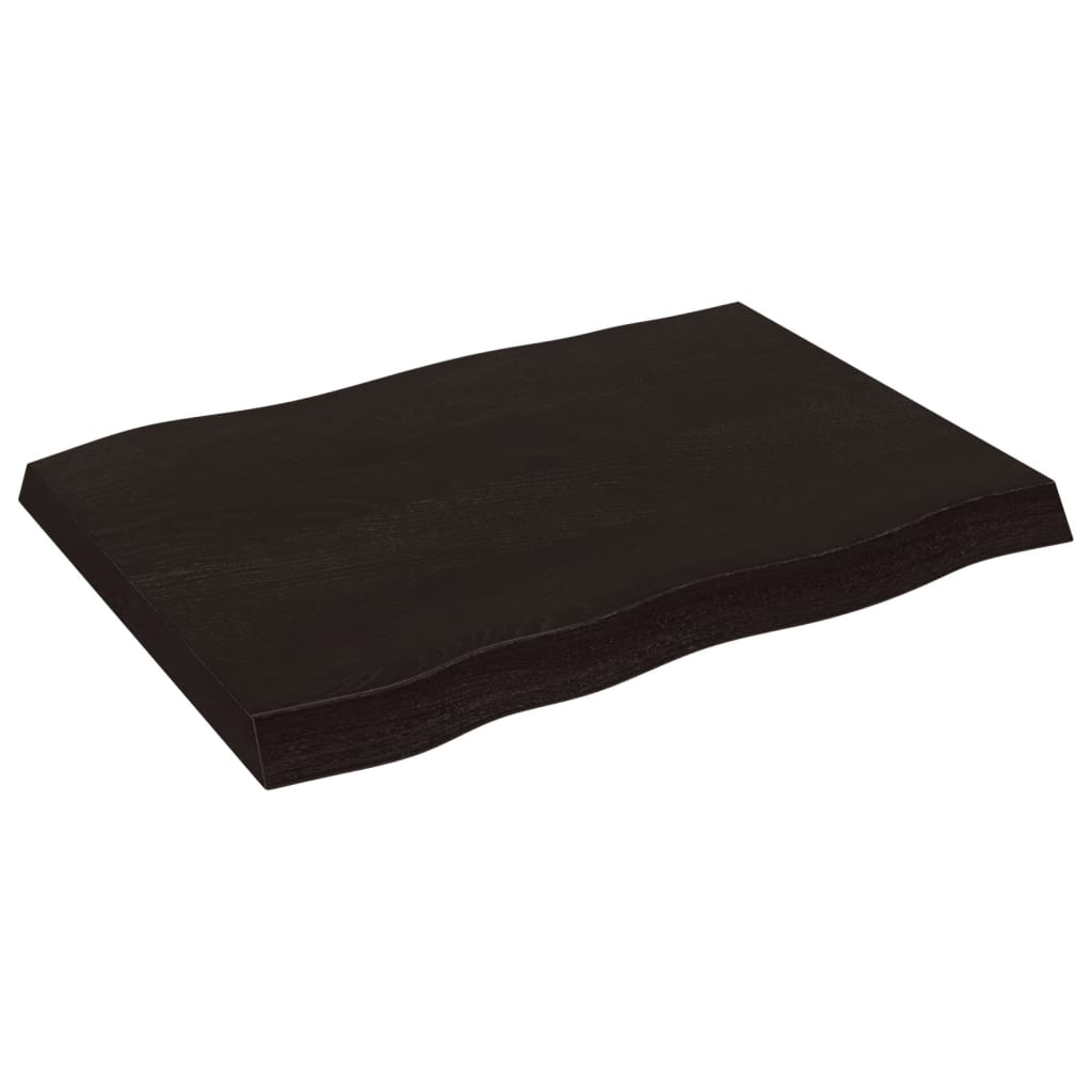 Live Edge Dark Brown Solid Wood Table Top 80x60x(2-6) cm
