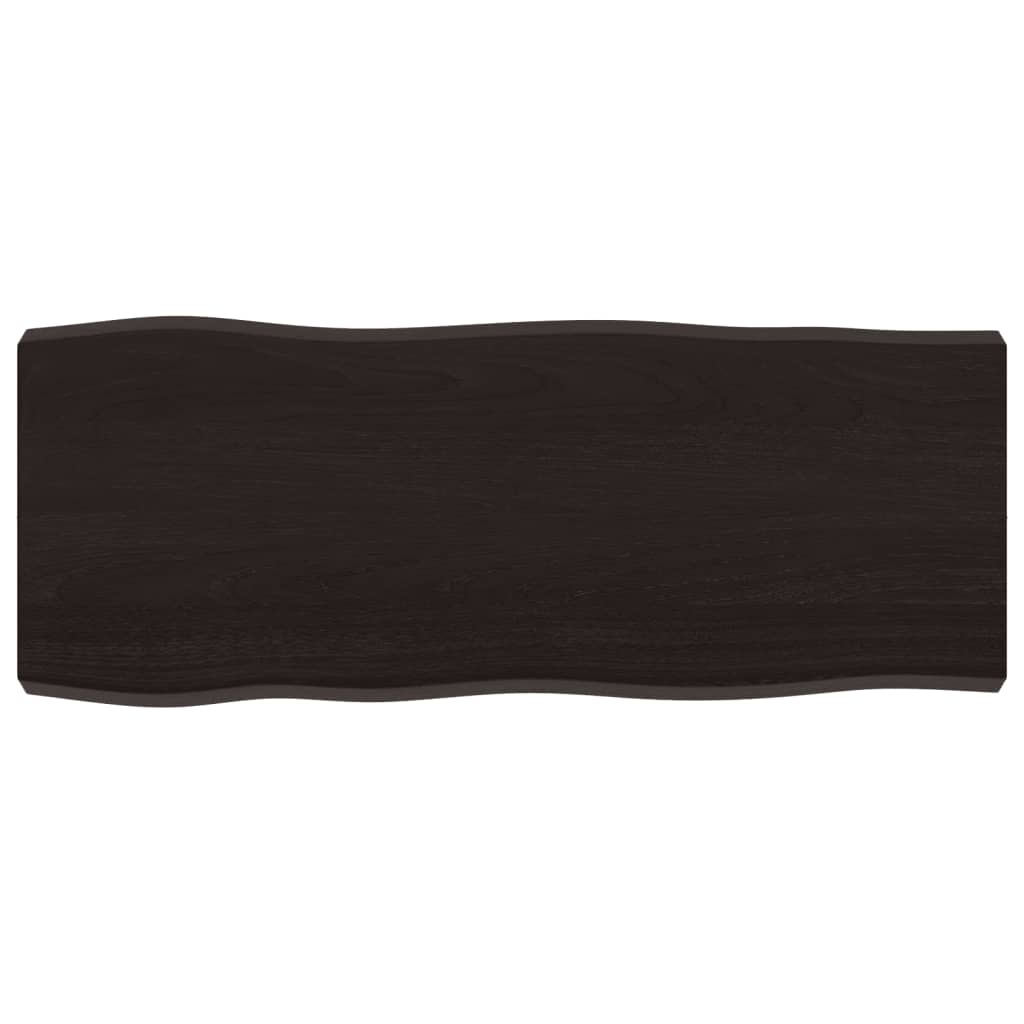 Live Edge Solid Wood Table Top, Dark Brown, 100x40x(2-6) cm