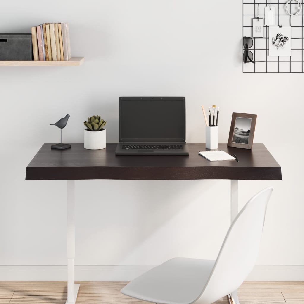 Live Edge Solid Wood Table Top, Dark Brown, 100x40x(2-6) cm