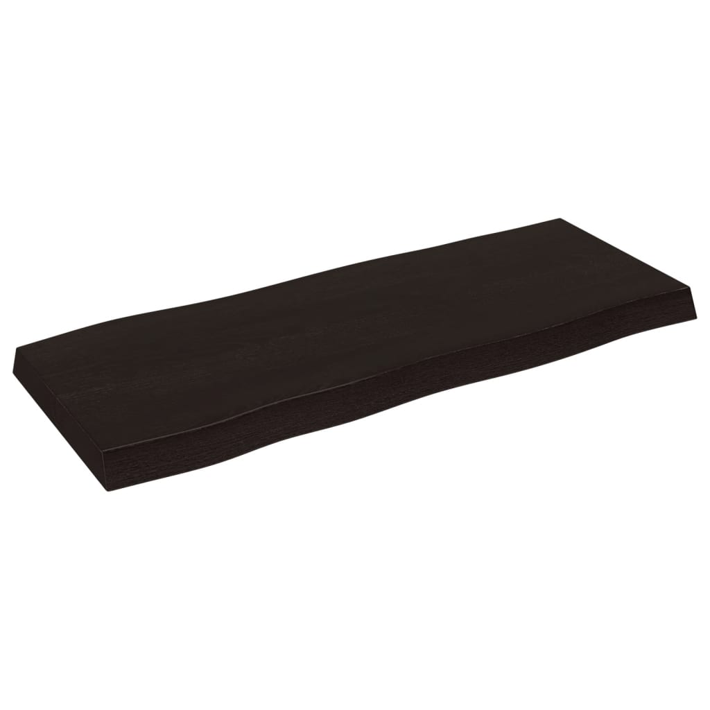 Live Edge Solid Wood Table Top, Dark Brown, 100x40x(2-6) cm