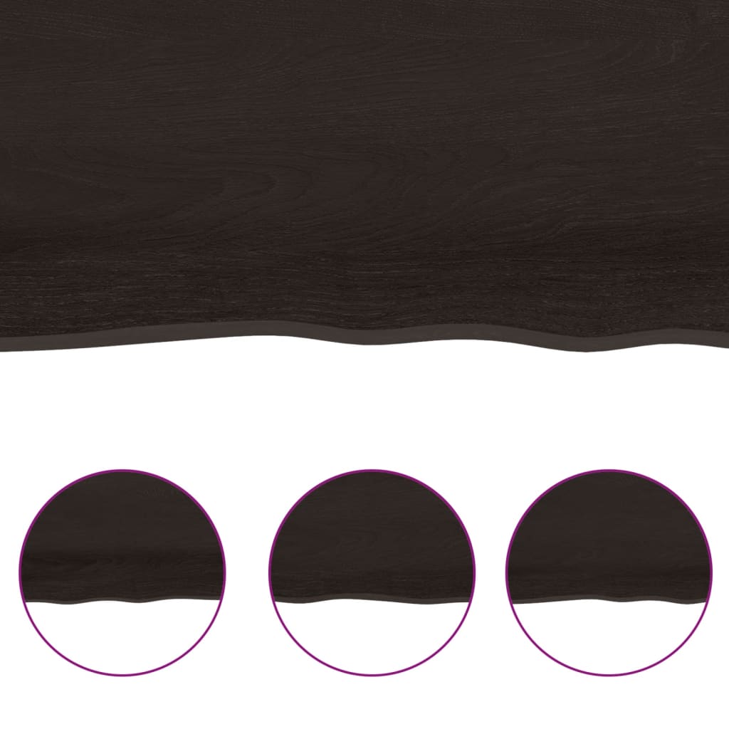 Live Edge Solid Wood Table Top, Dark Brown, 100x40x(2-6) cm