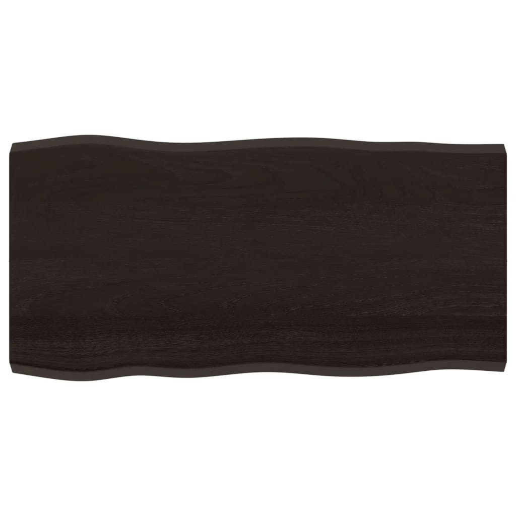Live Edge Dark Brown Solid Wood Table Top 100x50 cm
