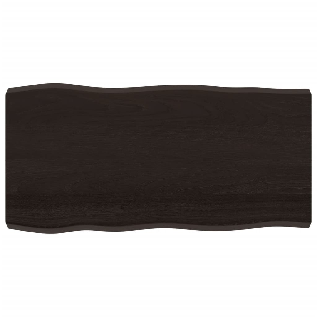 Live Edge Dark Brown Solid Wood Table Top 100x50 cm