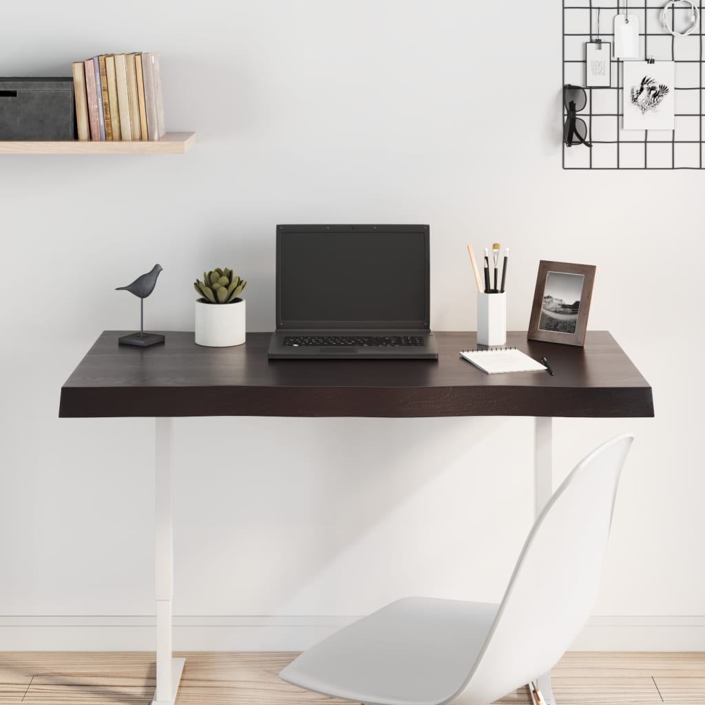 Live Edge Dark Brown Solid Wood Table Top 100x50 cm