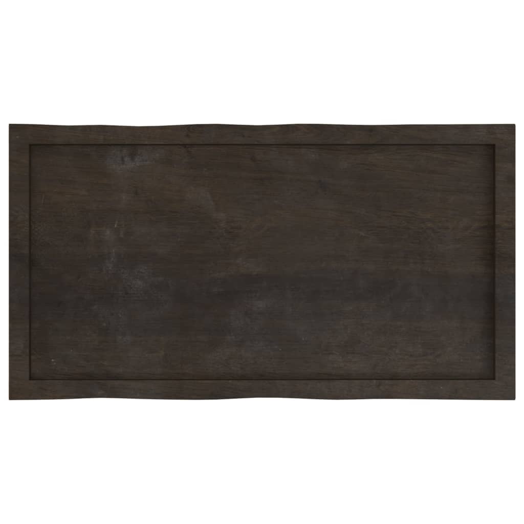 Live Edge Dark Brown Solid Wood Table Top 100x50 cm