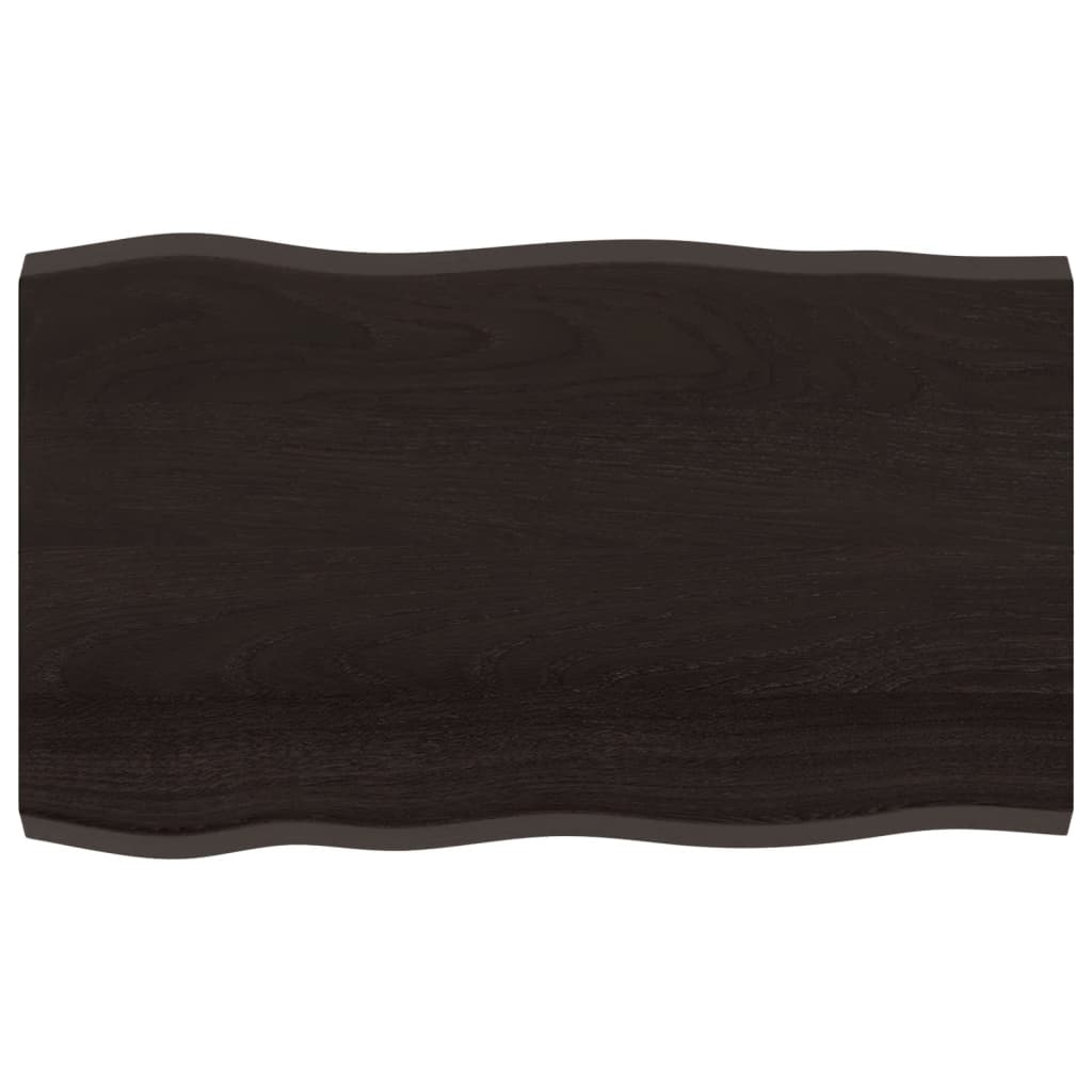 Live Edge Solid Wood Table Top, Dark Brown, 100x60x(2-4) cm