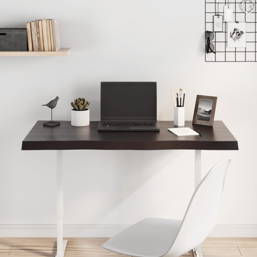 Live Edge Solid Wood Table Top, Dark Brown, 100x60x(2-4) cm