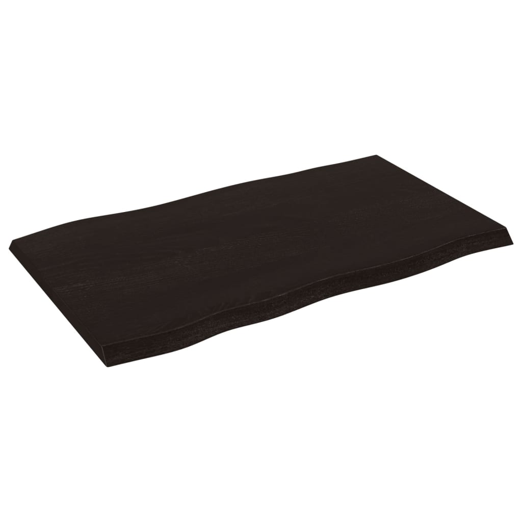 Live Edge Solid Wood Table Top, Dark Brown, 100x60x(2-4) cm