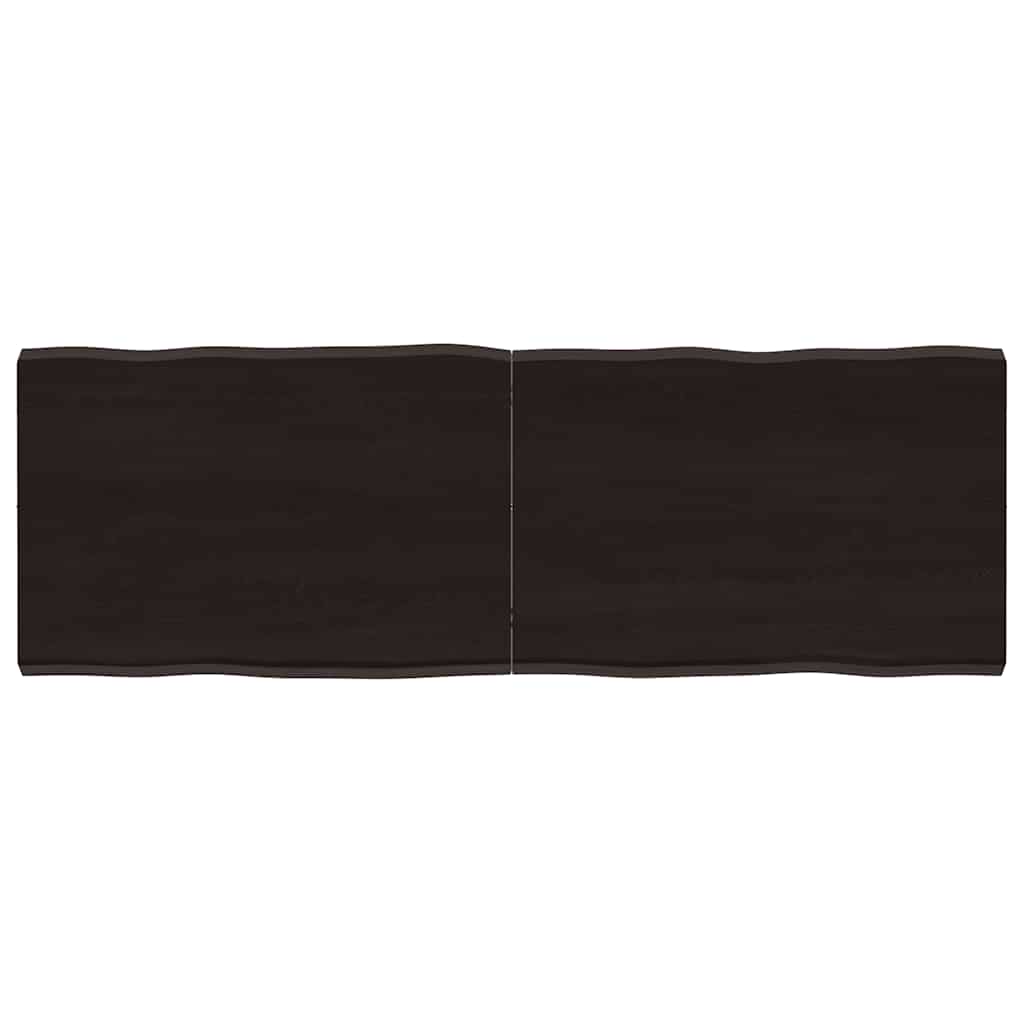 Live Edge Table Top, Dark Brown Solid Wood, 120x40 cm, Treated