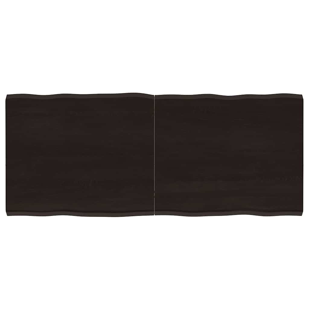 Solid Live Edge Table Top, Dark Brown, 120x50x2-4cm, Treated Wood