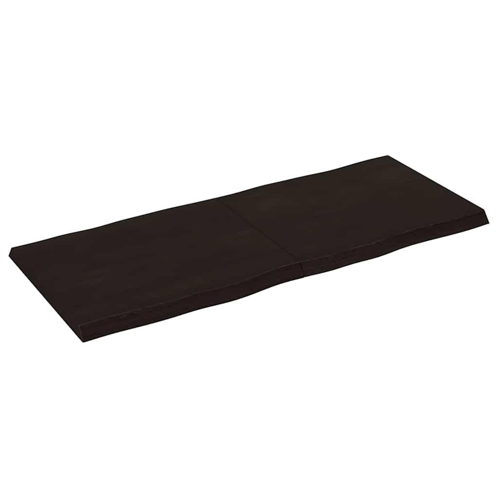 Solid Live Edge Table Top, Dark Brown, 120x50x2-4cm, Treated Wood