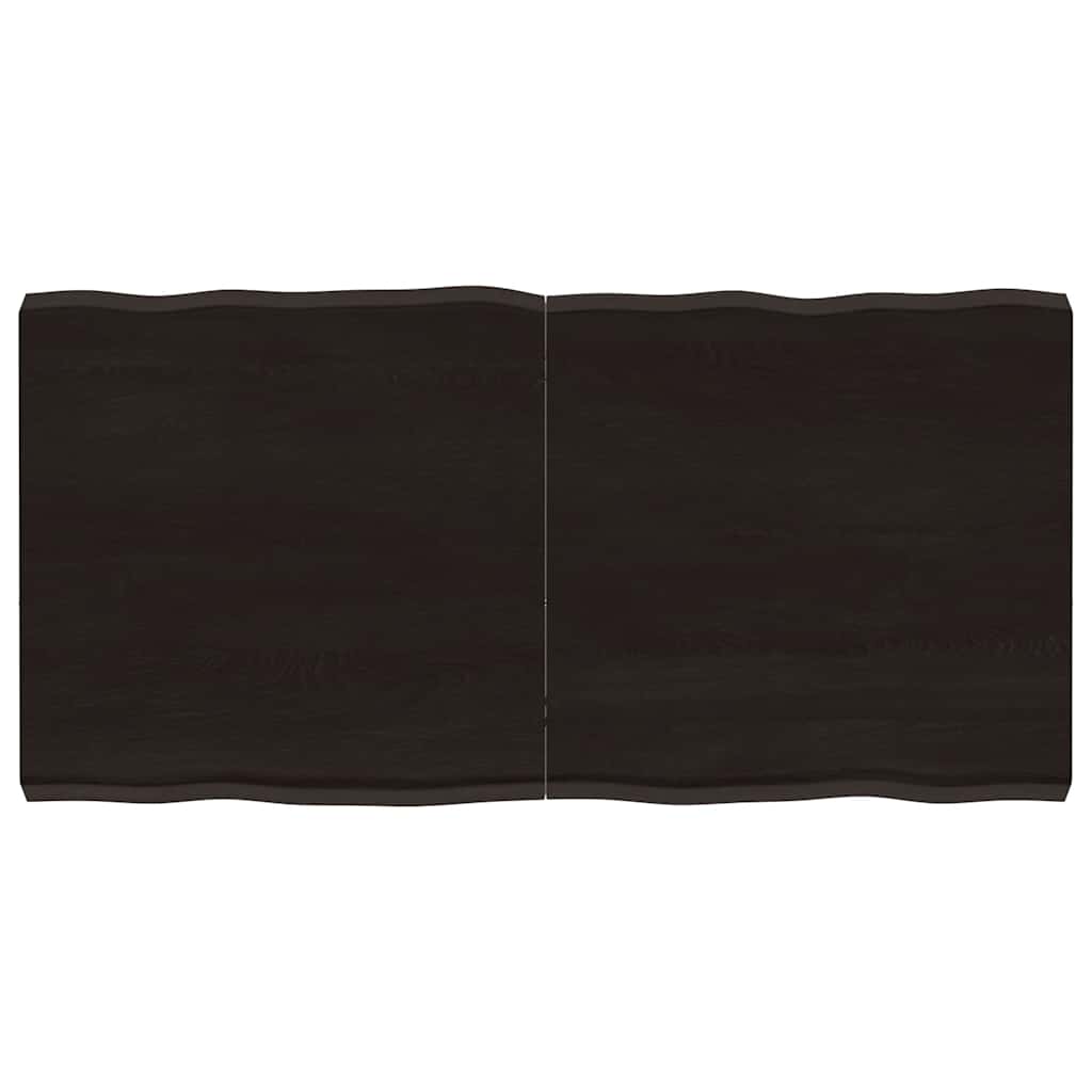 Solid Wood Live Edge Table Top, Dark Brown, 120x60 cm