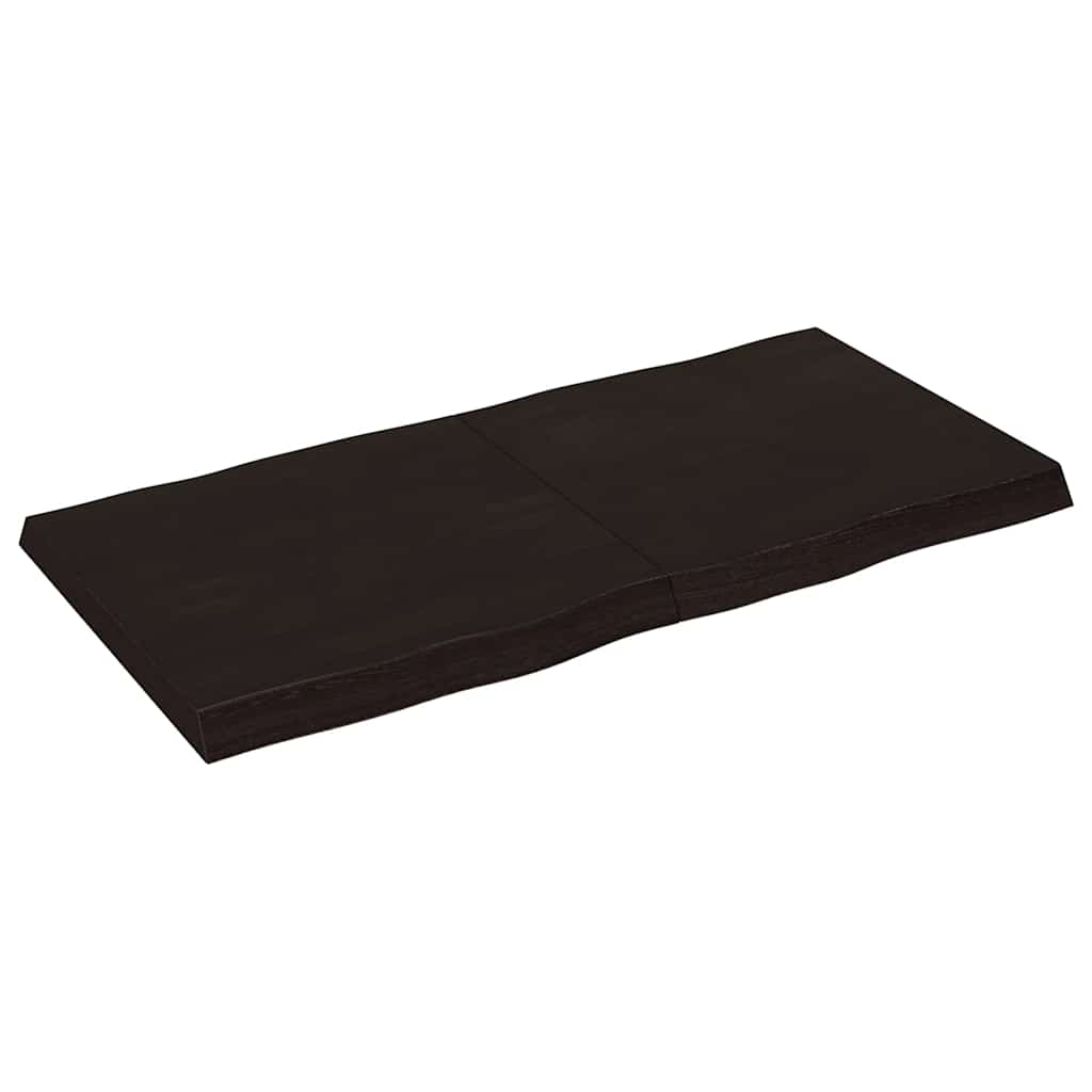 Solid Wood Live Edge Table Top, Dark Brown, 120x60 cm