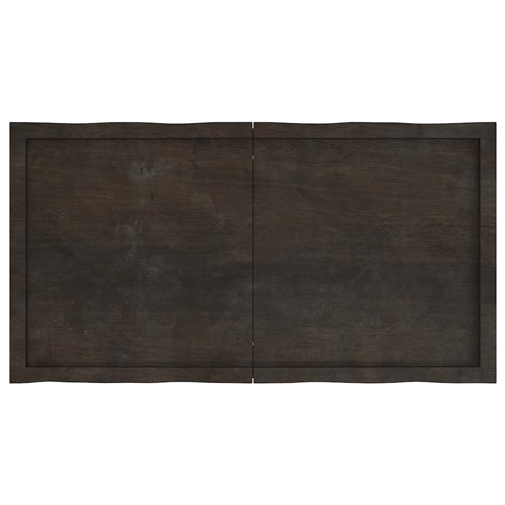 Solid Wood Live Edge Table Top, Dark Brown, 120x60 cm