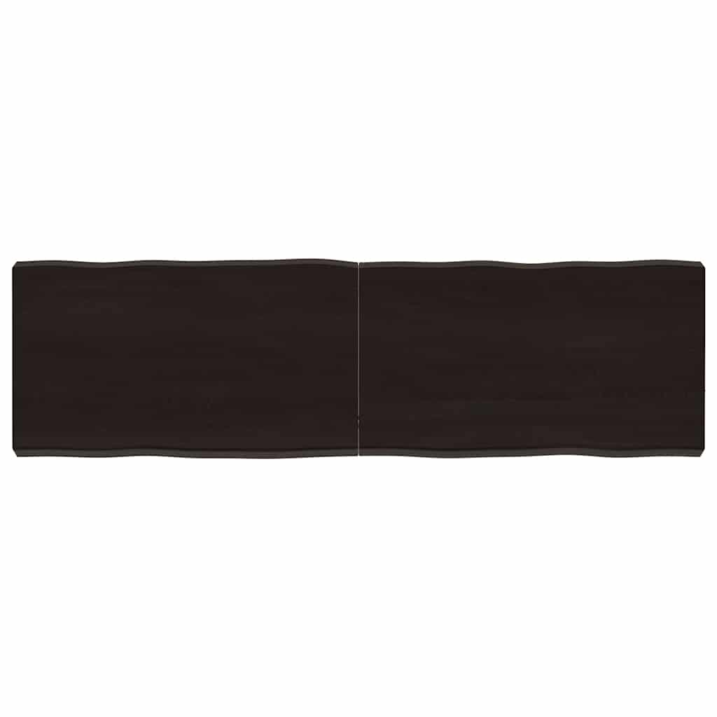 Live Edge Dark Brown Solid Wood Table Top, 140x40 cm, Treated