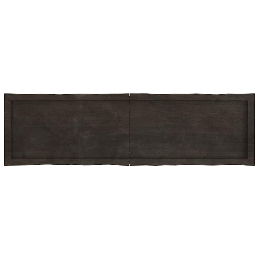 Live Edge Dark Brown Solid Wood Table Top, 140x40 cm, Treated