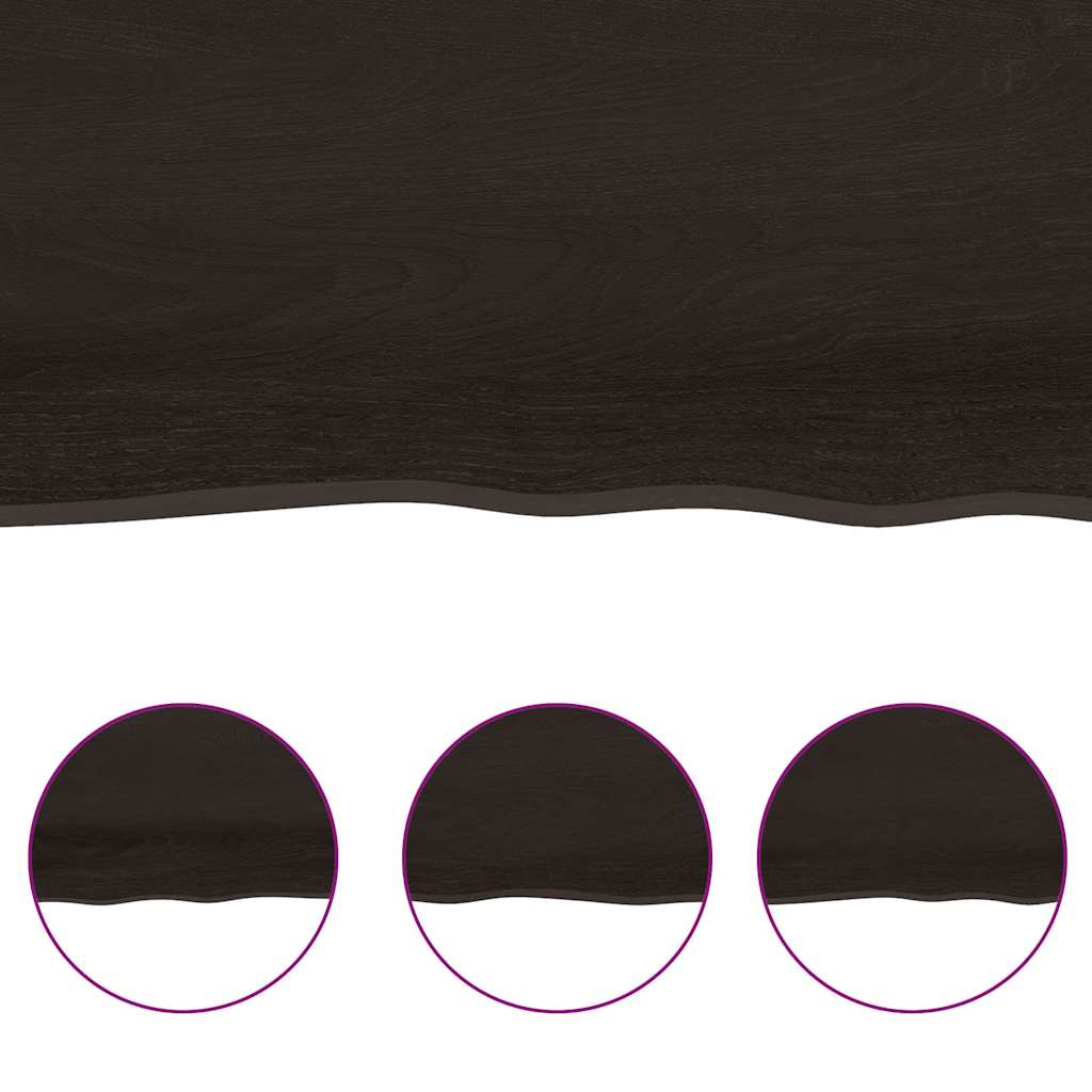 Live Edge Dark Brown Solid Wood Table Top - 140x60x(2-4) cm