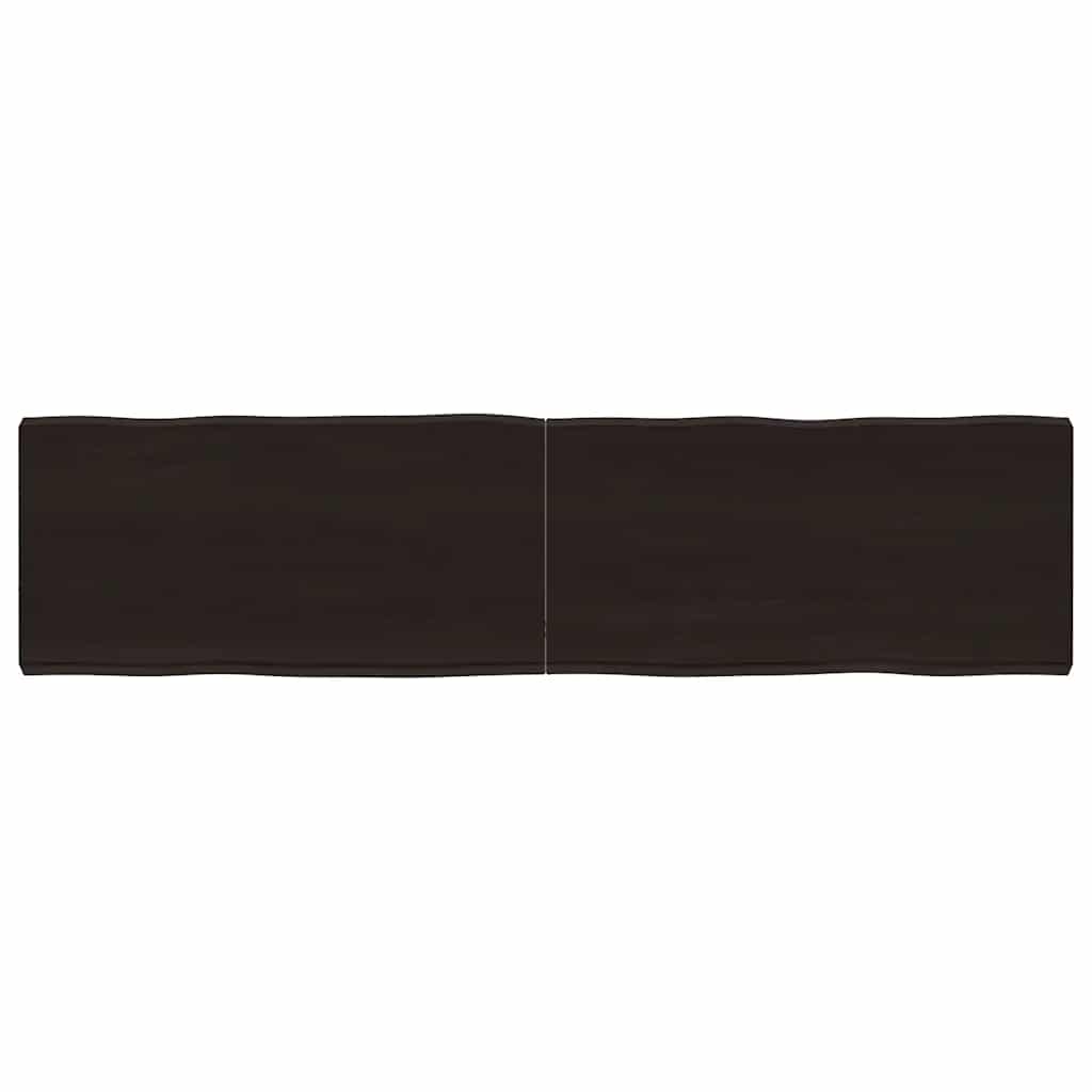 Solid Wood Live Edge Table Top, Dark Brown, 160x40 cm, Treated