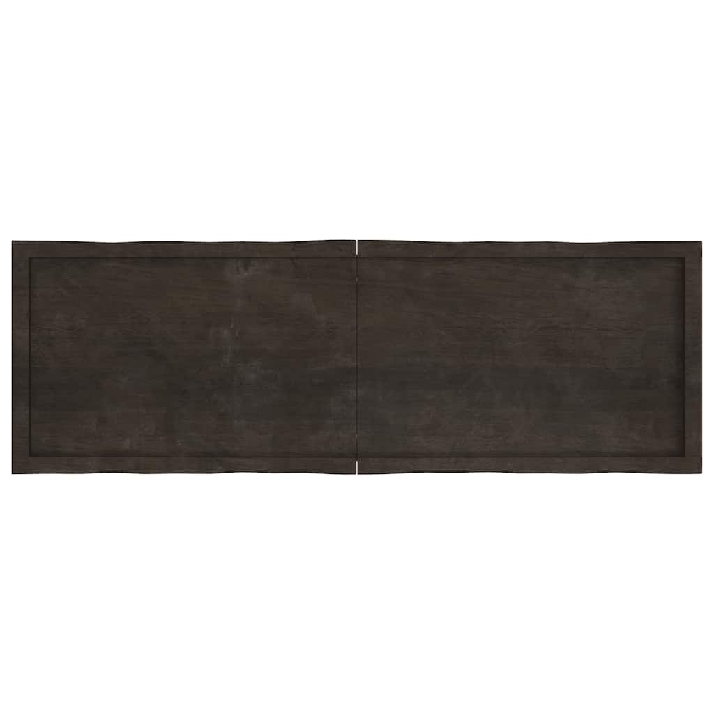 Dark Brown Live Edge Table Top - Solid Wood 160x50cm