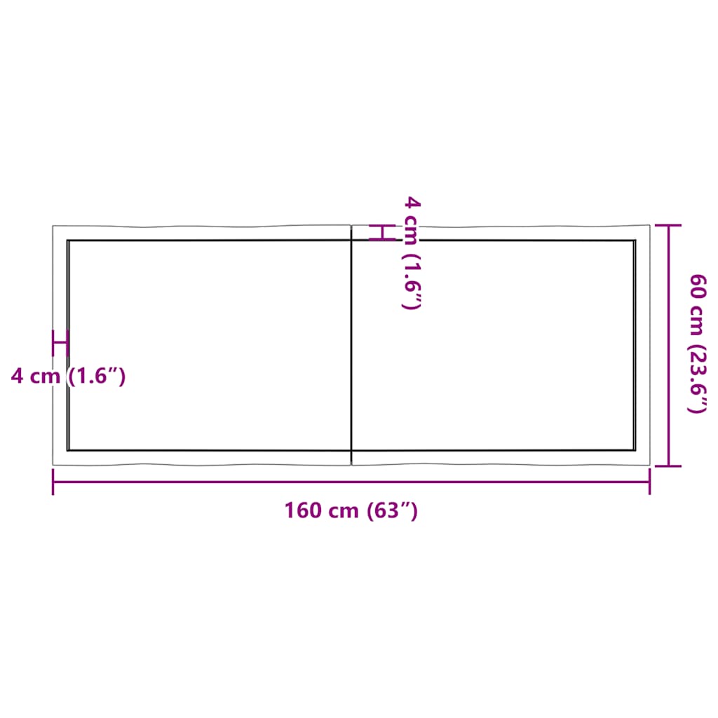 Solid Wood Live Edge Table Top, Dark Brown 160x60 cm