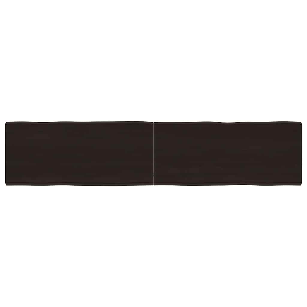 Live Edge Solid Wood Table Top, Dark Brown, 180x40cm, Treated Finish
