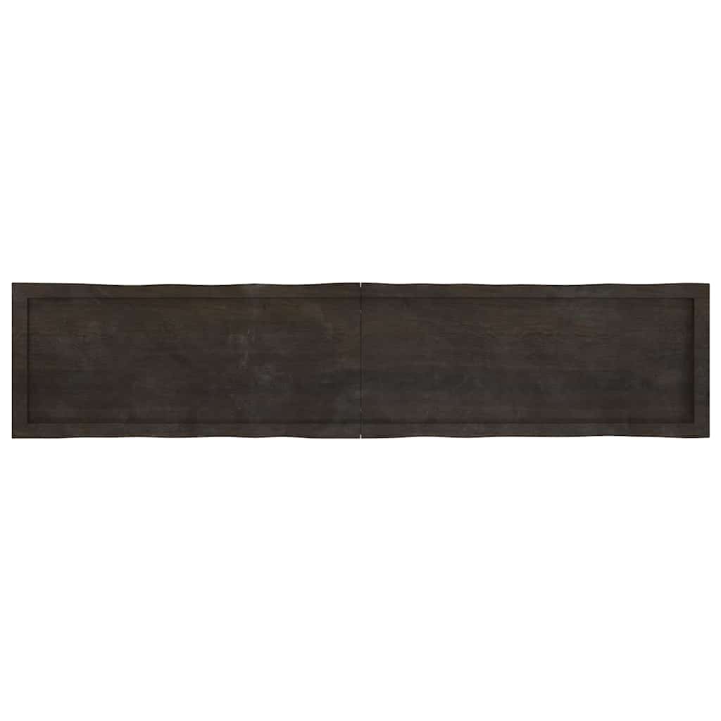 Live Edge Solid Wood Table Top, Dark Brown, 180x40cm, Treated Finish