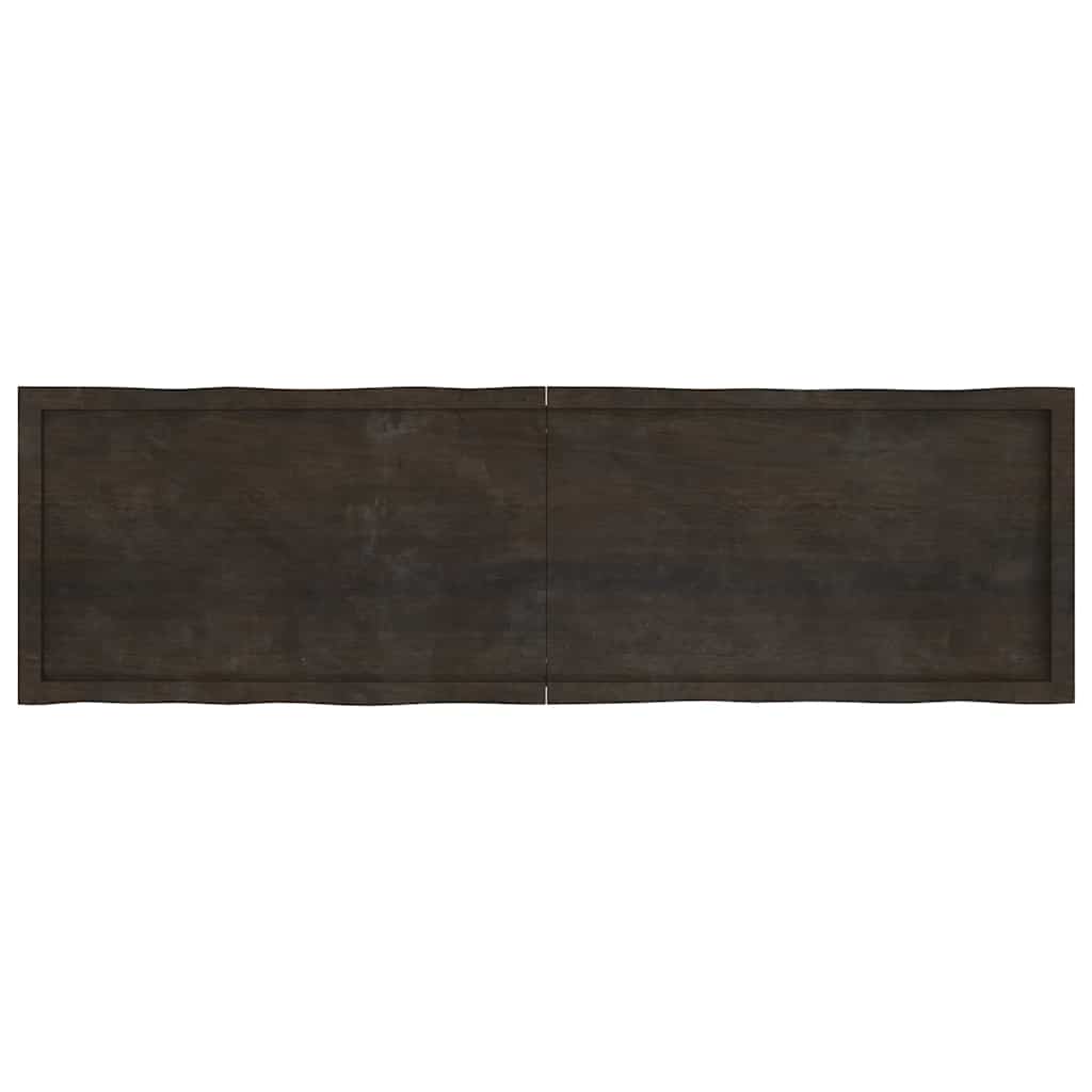 Live Edge Solid Wood Table Top, Dark Brown, 180x50 cm