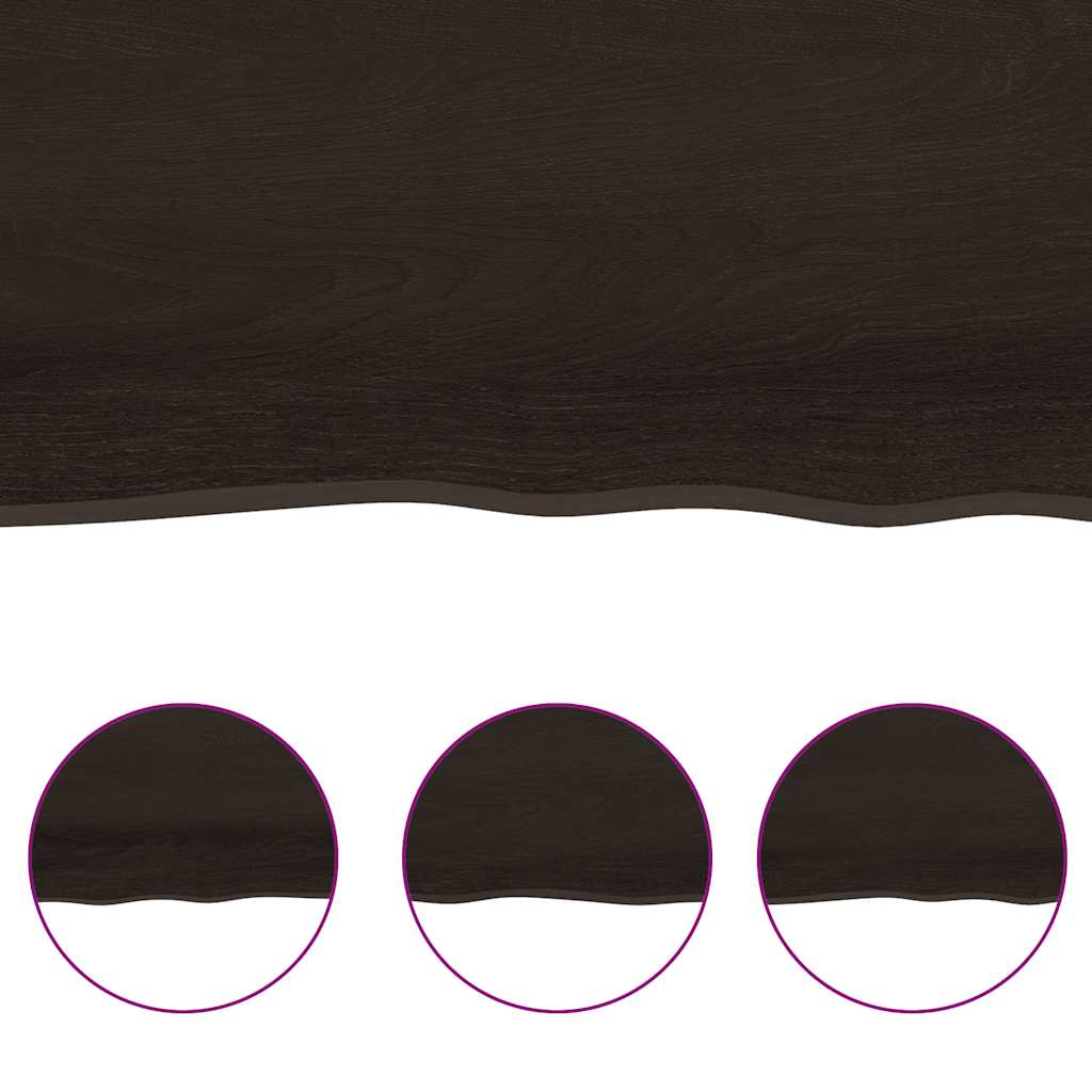 Live Edge Solid Wood Table Top, Dark Brown, 180x50 cm