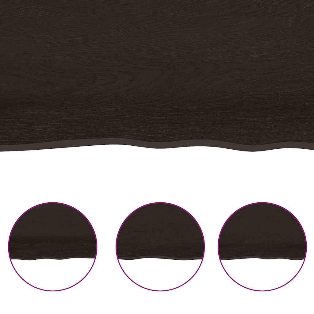 Live Edge Solid Wood Table Top, Dark Brown, 180x60 cm
