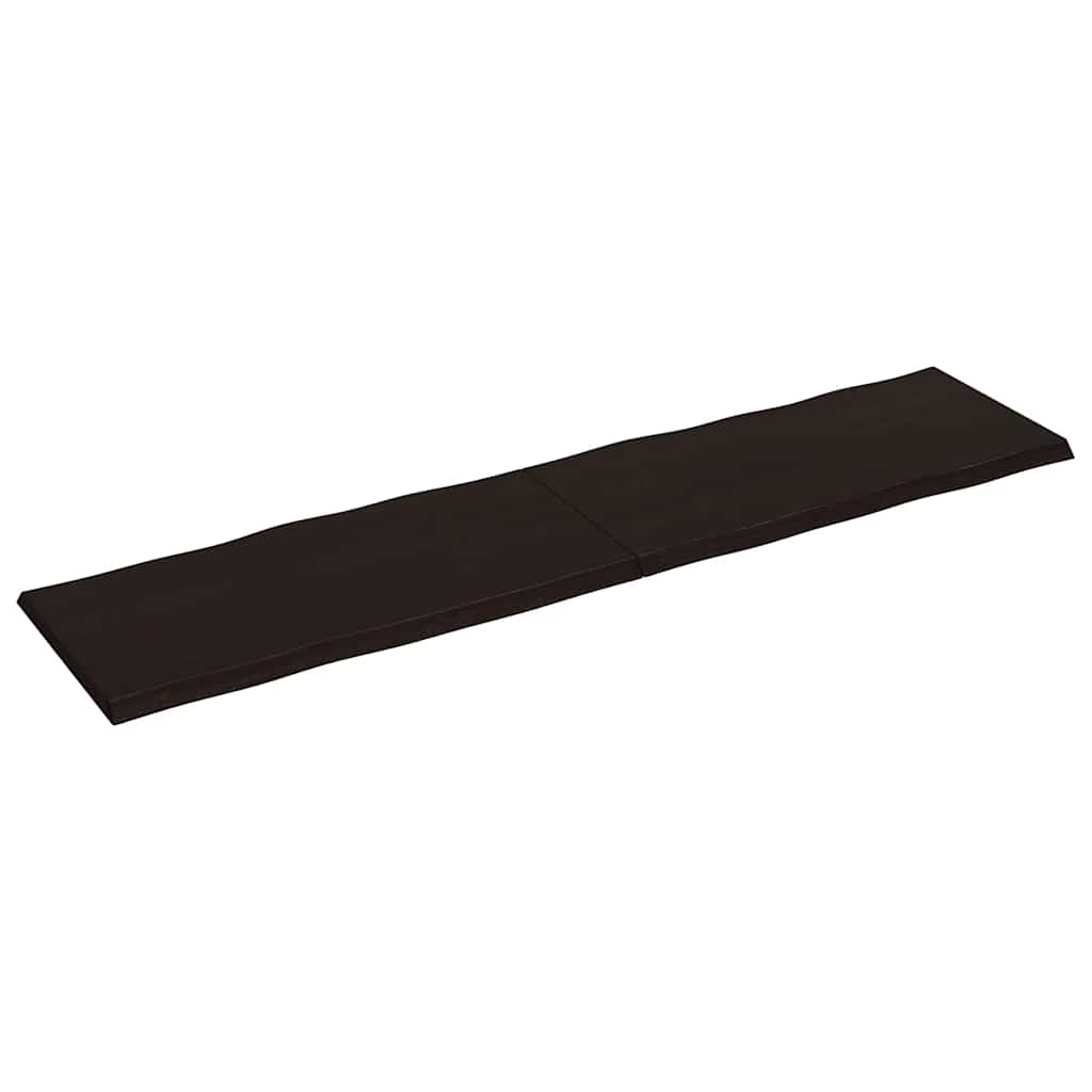 Solid Wood Live Edge Table Top, Dark Brown, 200x50 cm, Treated