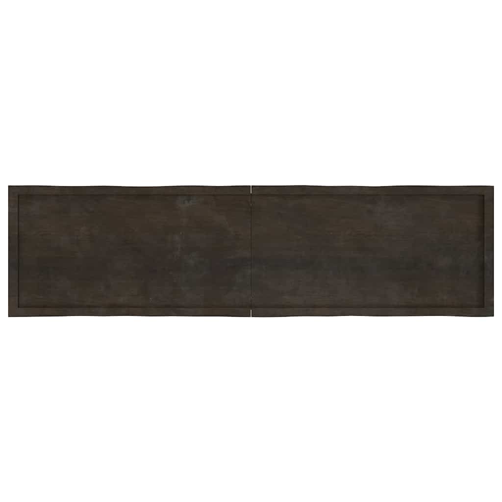Solid Wood Live Edge Table Top, Dark Brown, 200x50 cm, Treated