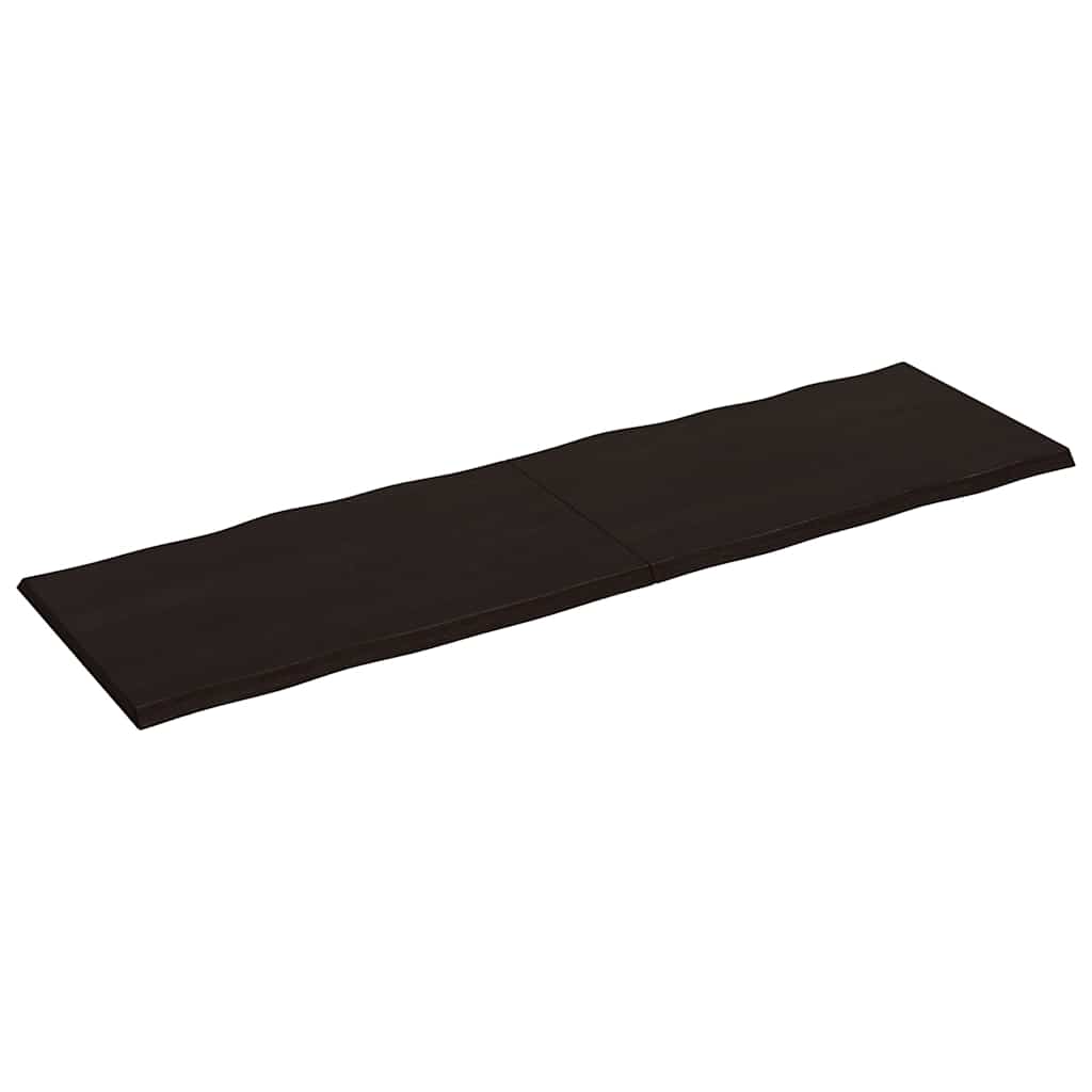 Solid Wood Live Edge Table Top, Dark Brown 200x60 cm