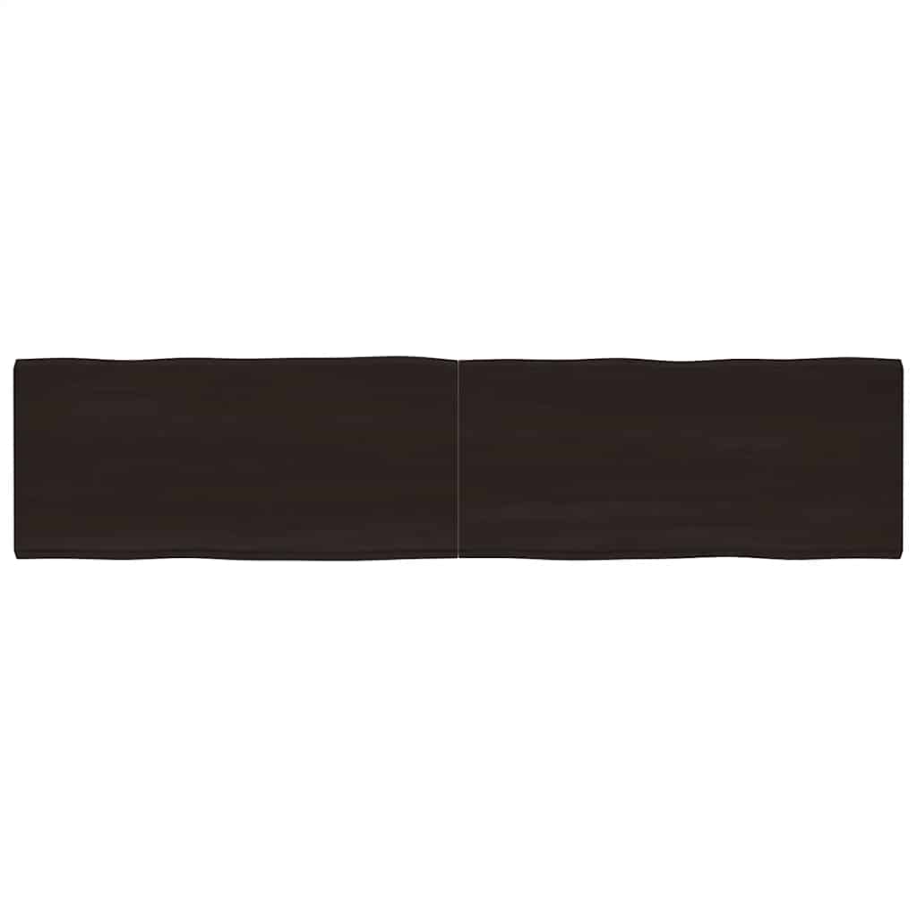 Live Edge Solid Wood Table Top, Dark Brown, 220x50 cm