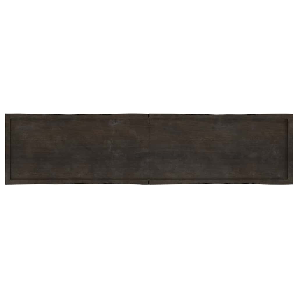 Live Edge Solid Wood Table Top, Dark Brown, 220x50 cm