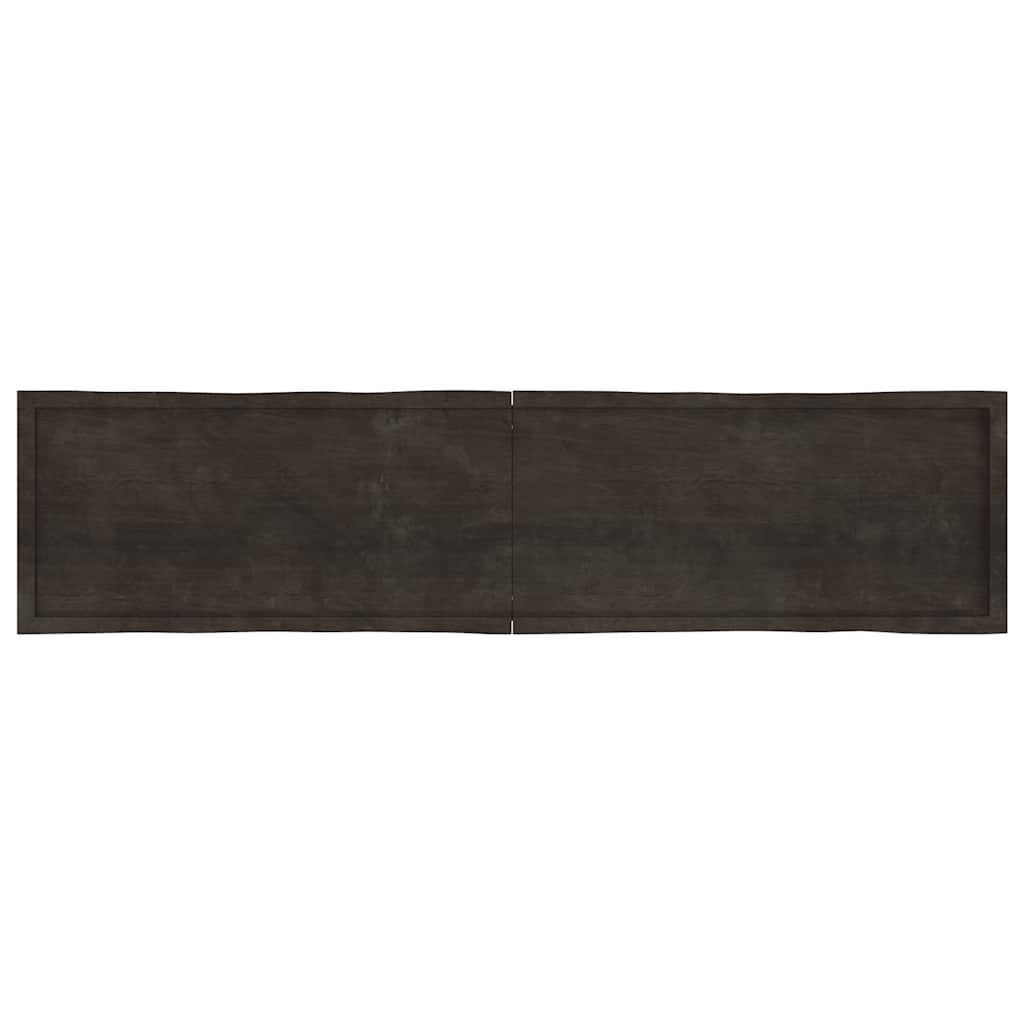 Live Edge Dark Brown Solid Wood Table Top - 220x50 cm
