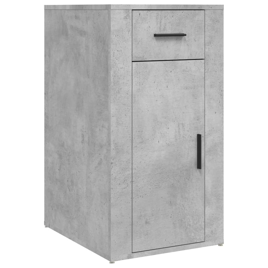 Concrete Grey Desk with Cabinet - Engineered Wood Office Solution