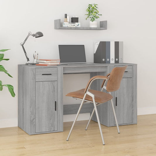Grey Sonoma Engineered Wood Desk with Cabinet - Stylish & Durable