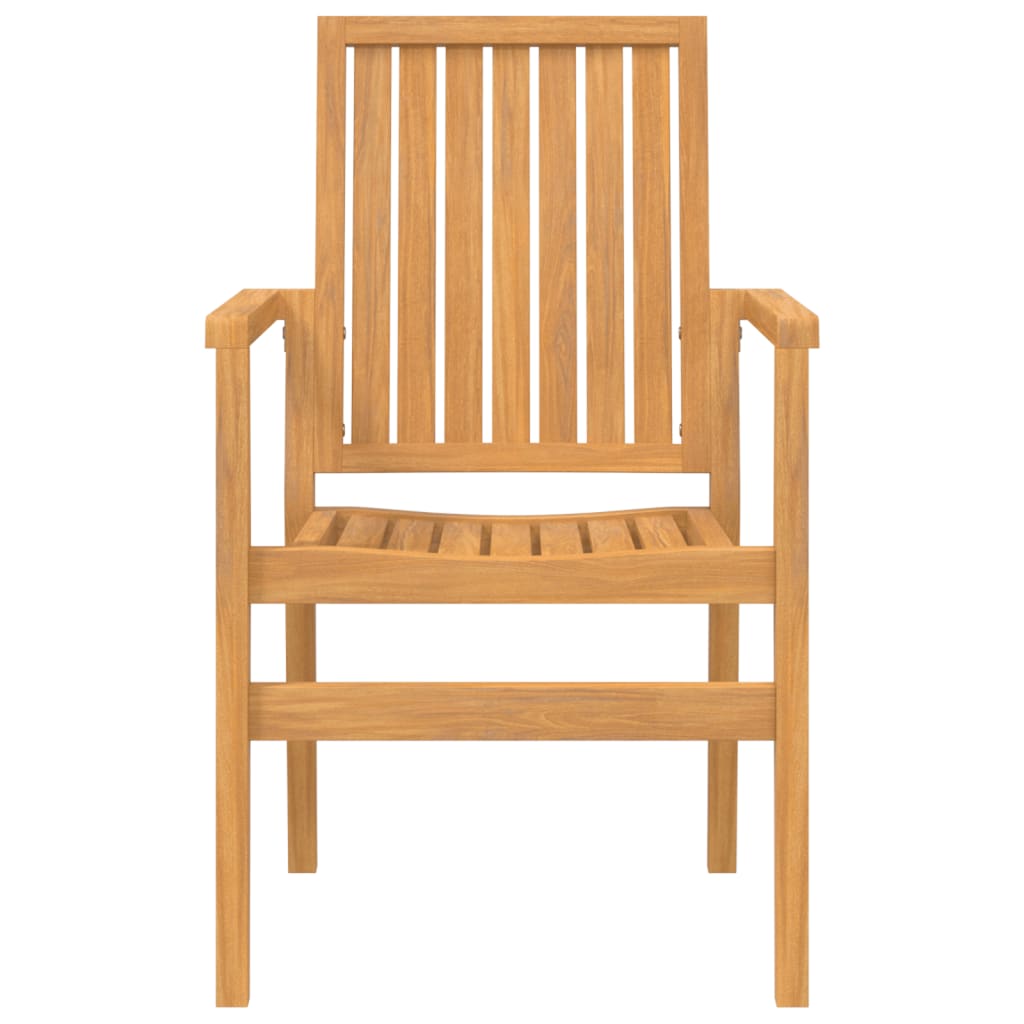 Set of 2 Teak Stackable Garden Chairs - Solid Wood, 56.5x57.5x91cm