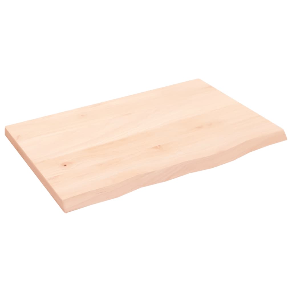 Untreated Solid Oak Table Top 60x40x2 cm - Natural Wood Finish