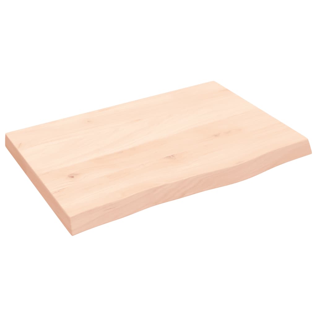 Solid Oak Table Top 60x40 cm - Adjustable 2-4 cm Untreated Wood