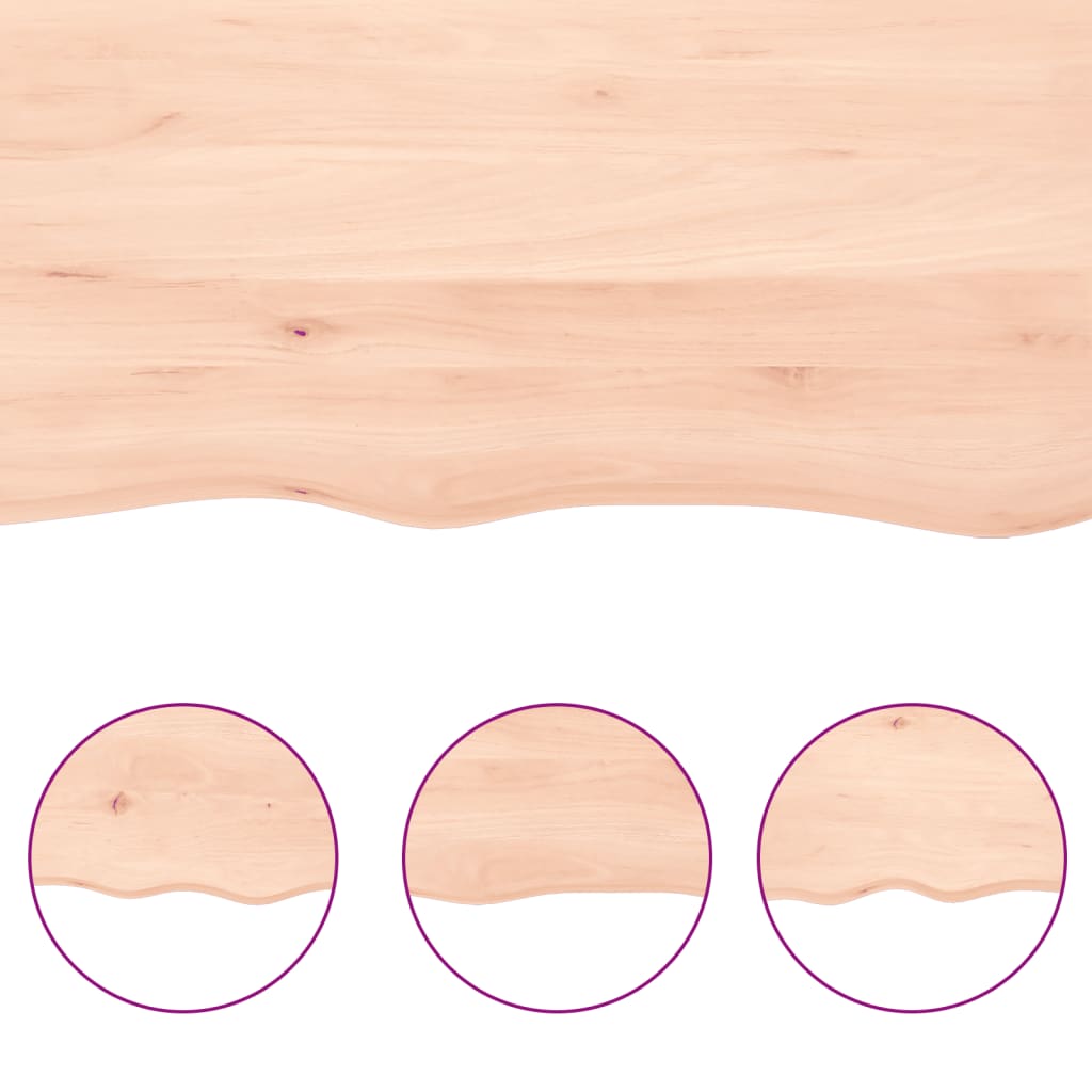 Solid Oak Table Top 60x50x(2-4)cm - Natural Untreated Wood
