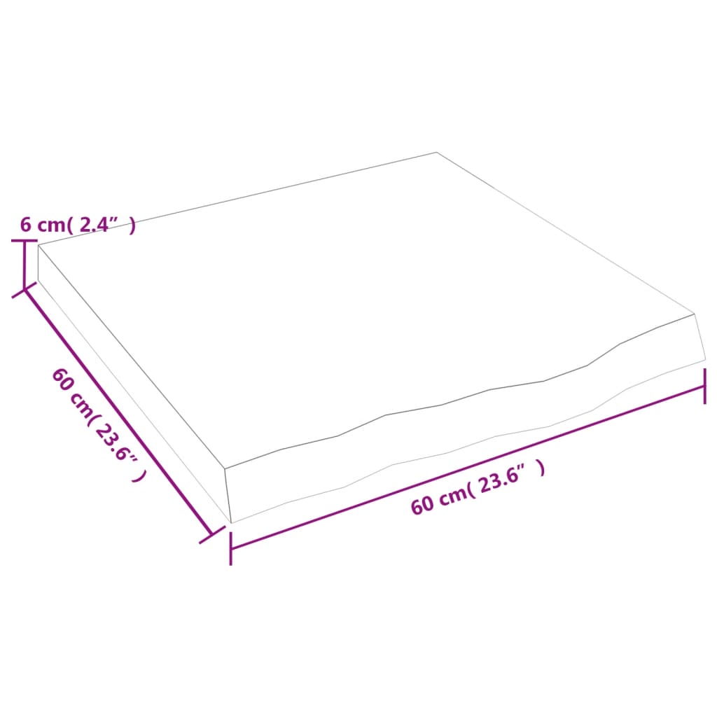 Solid Oak Tabletop 60x60cm – Adjustable Thickness 2-6cm