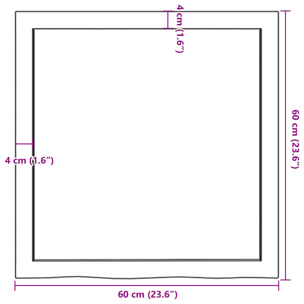 Solid Oak Tabletop 60x60cm – Adjustable Thickness 2-6cm