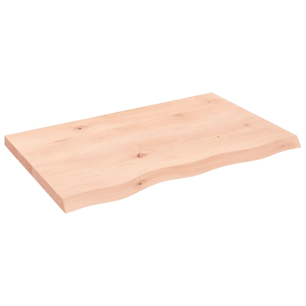Solid Oak Table Top 80x50cm Untreated Wood, Adjustable Thickness