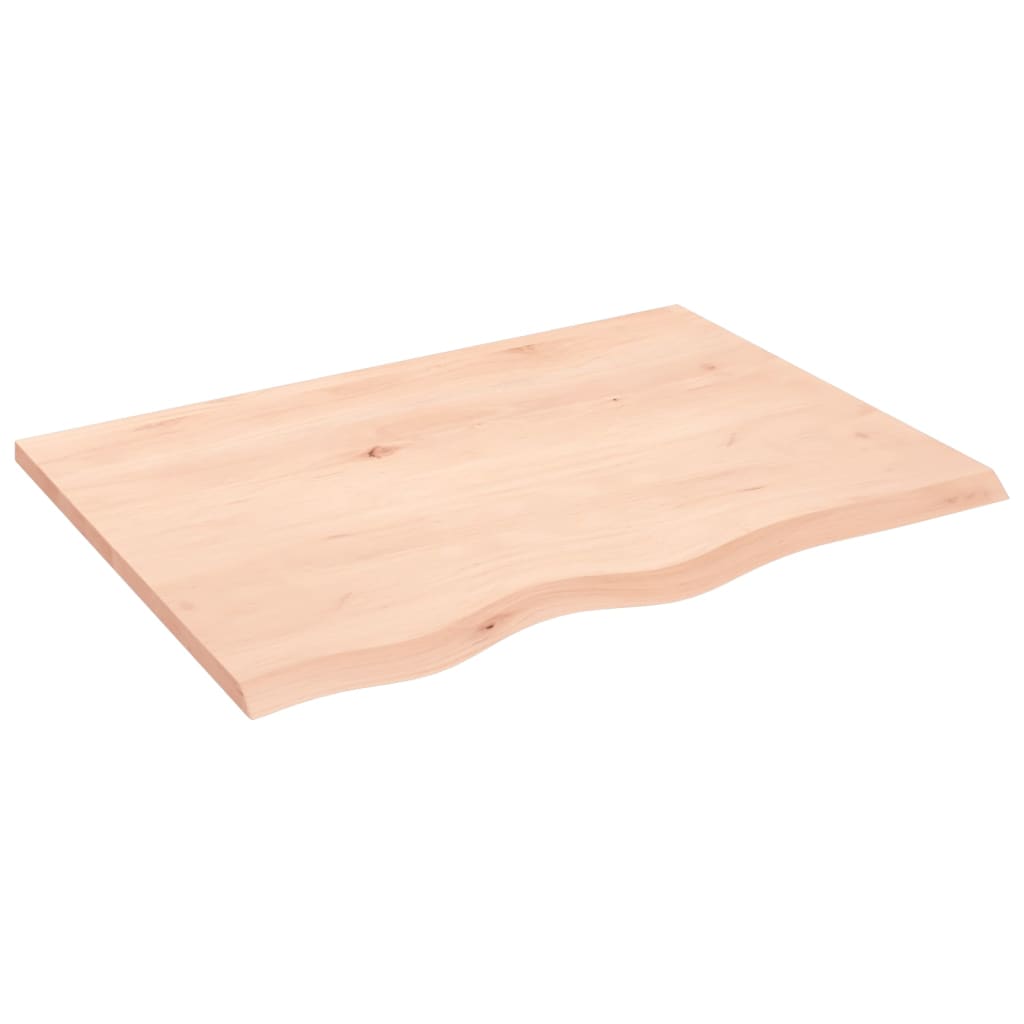Solid Oak Table Top 80x60x2 cm - Untreated Natural Wood Finish