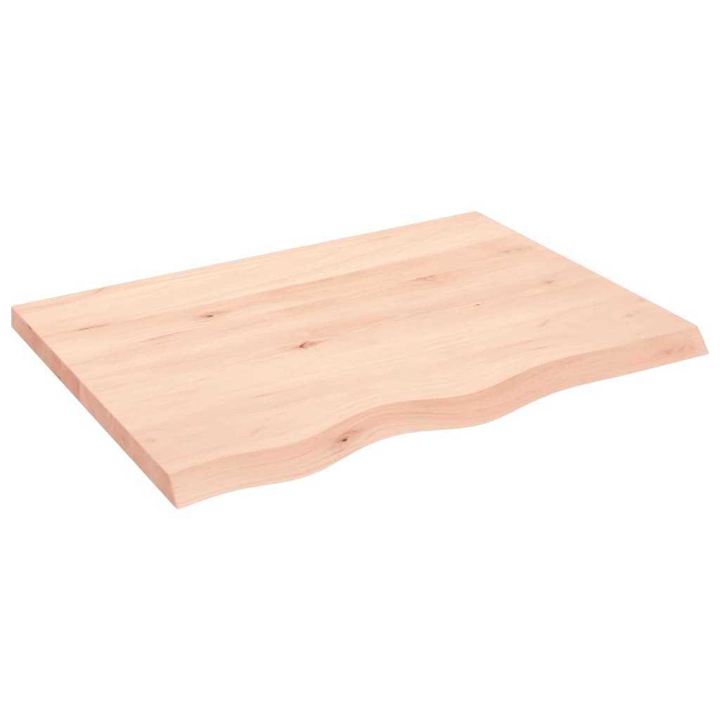 Solid Oak Tabletop 80x60 cm - Untreated Natural Wood Finish