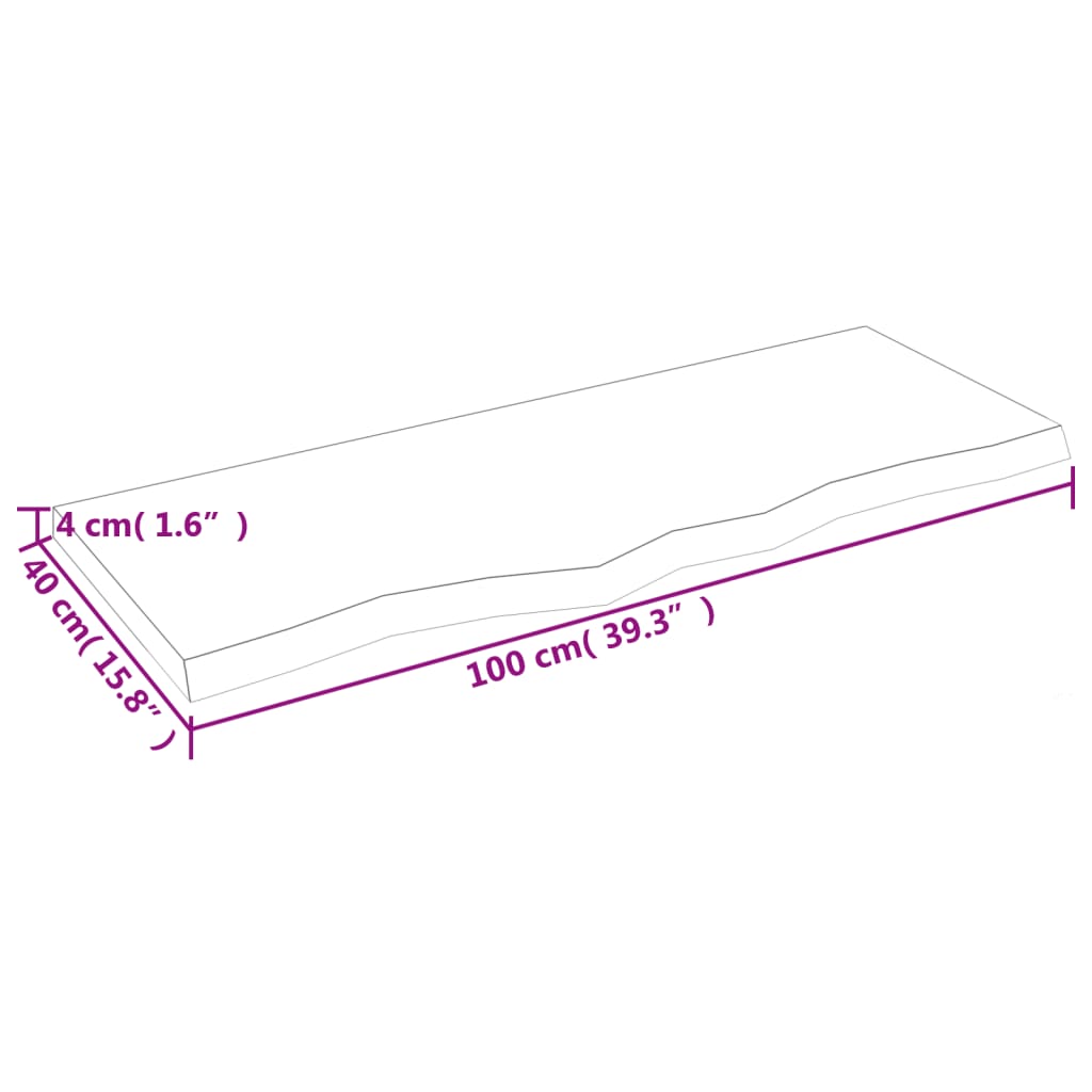 Versatile Oak Table Top 100x40cm | Adjustable Thickness | Solid Wood