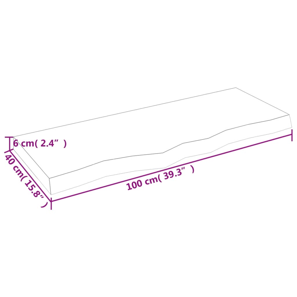 Versatile Solid Oak Table Top 100x40 cm - Adjustable Thickness
